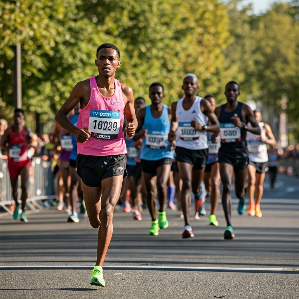 Runners in action during marathon race